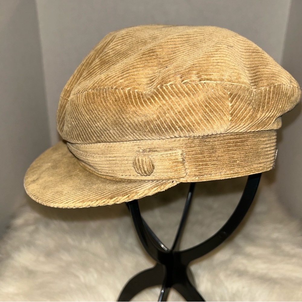 VTG Brown Corduroy Dunn & Co Brim Hat, Beret,The Clipper Great Britain, 7 1/4 59